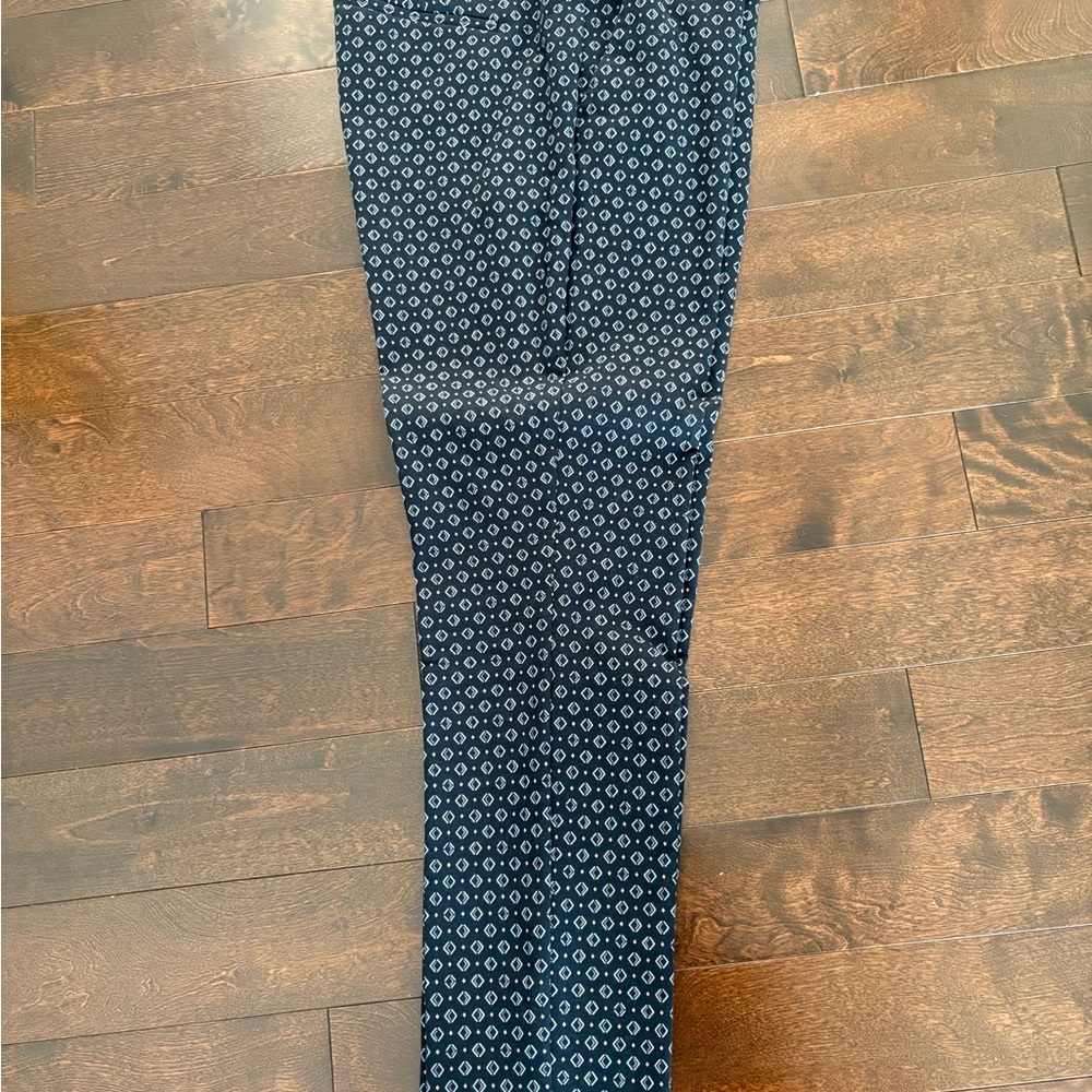 LOFT Navy and Pale Blue Patterned Pants